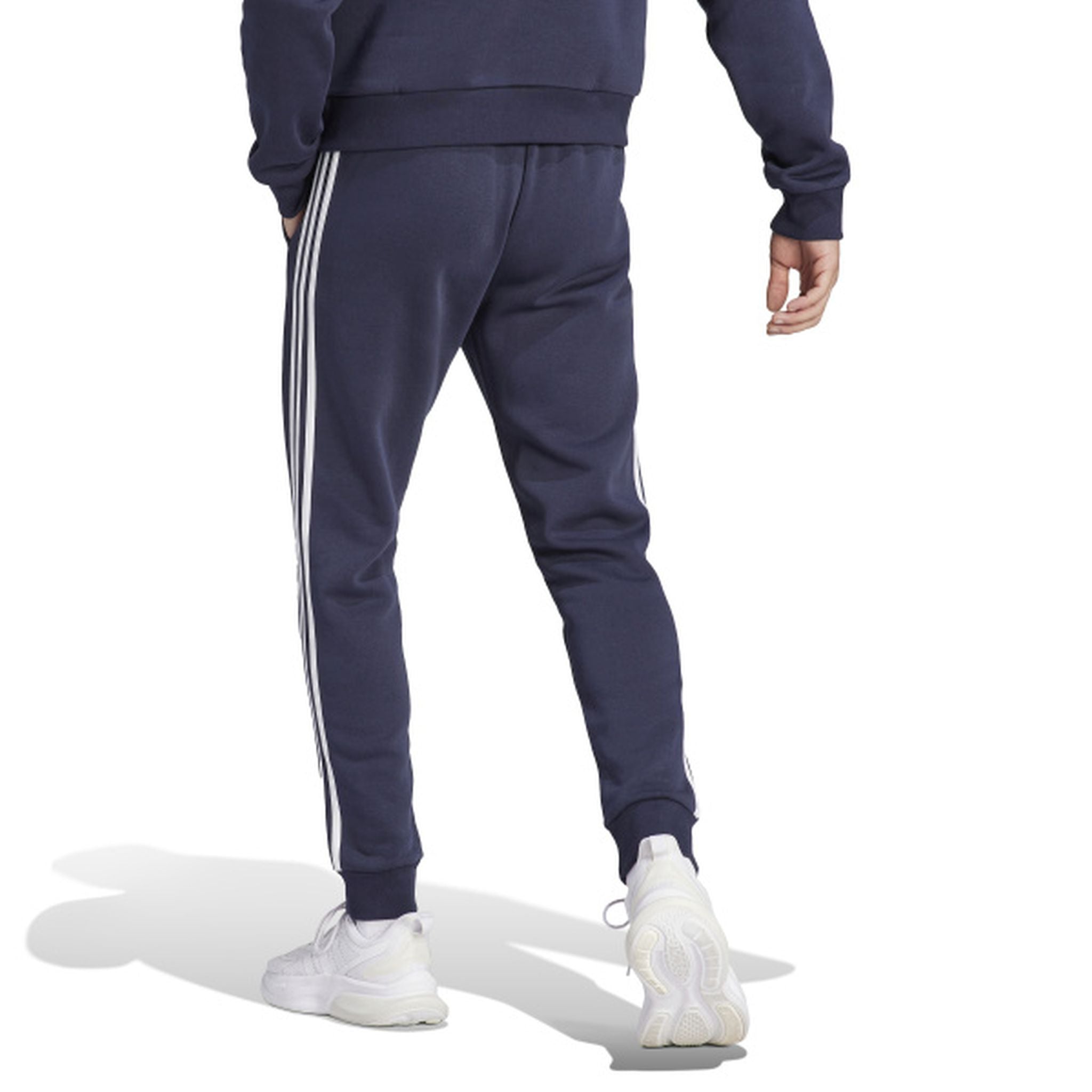 Adidas Mens Essentials Fleece Tapered Cuff 3-Stripes Pant