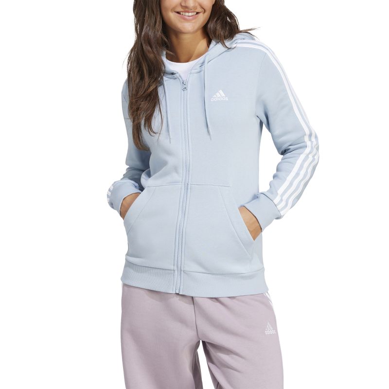 Adidas Womens Essentials Fleece 3-Stripes Full-Zip Hoodie