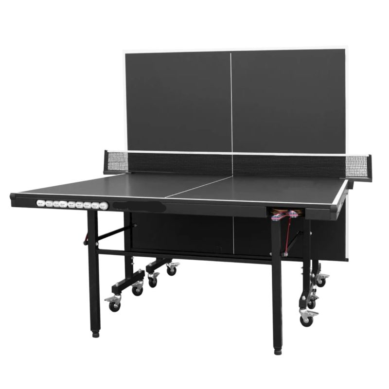 Double Spin 16MM Deluxe Table Tennis Table with Bat and Ball Storage compartments