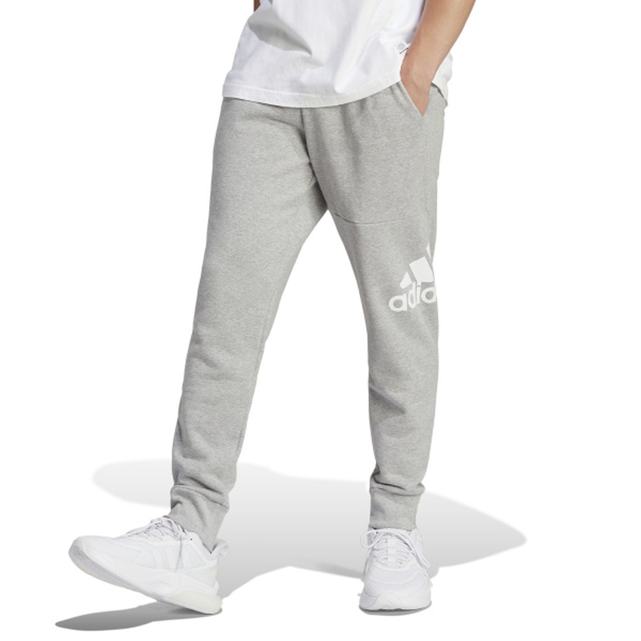 Adidas Mens Big Logo French Terry Tapered Cuff Pant