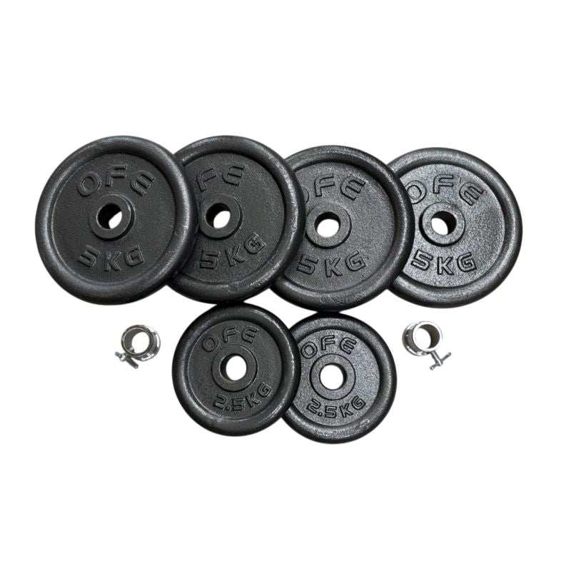 Olympic Fitness 25kg Weight Kit with Barbell Collars