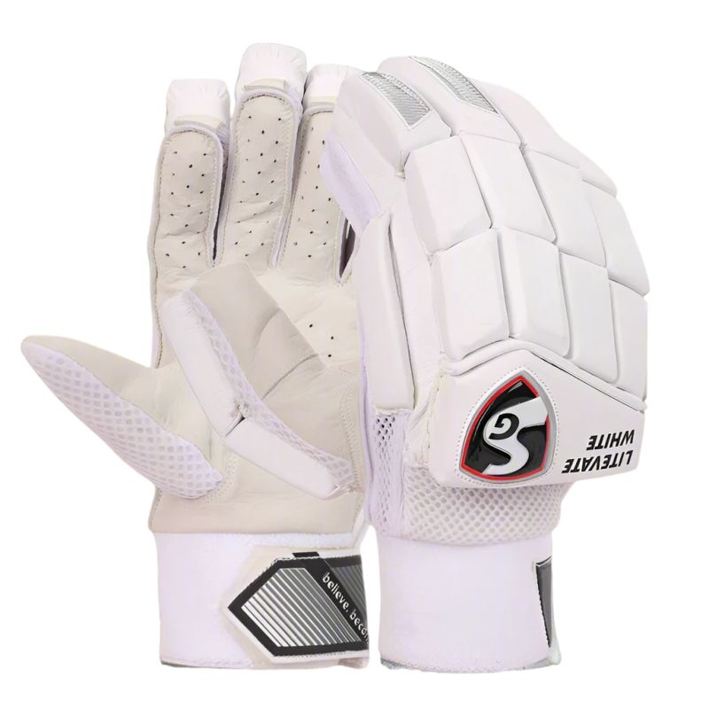 SG Litevate White Adults Batting Gloves