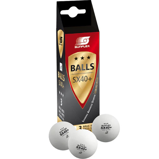 Sunflex 3pk 3 STAR 40+ ITTF Approved White Table Tennis Balls