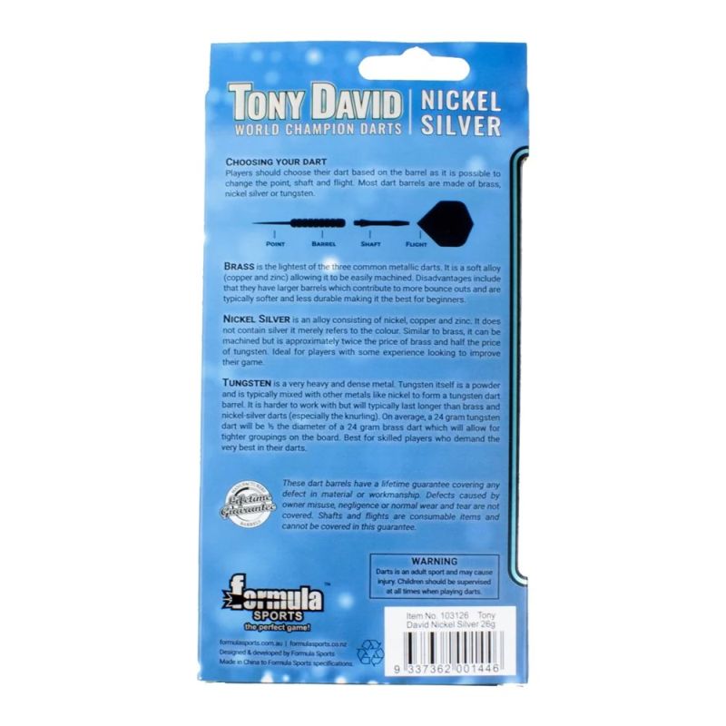 Formula Tony David Nickle Silver Darts